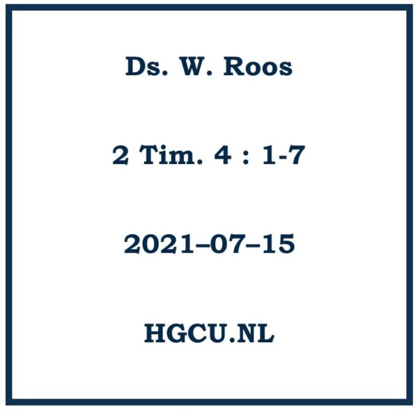 Preken Cd van Ds. W. Roos